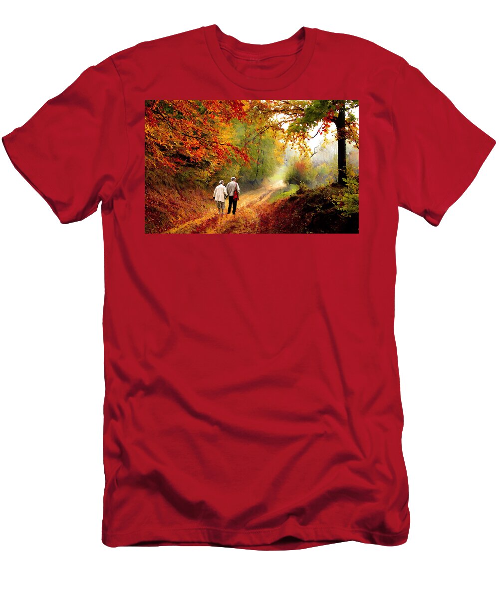 Autumn T-Shirt featuring the photograph An Autumn Walk II by David Dehner