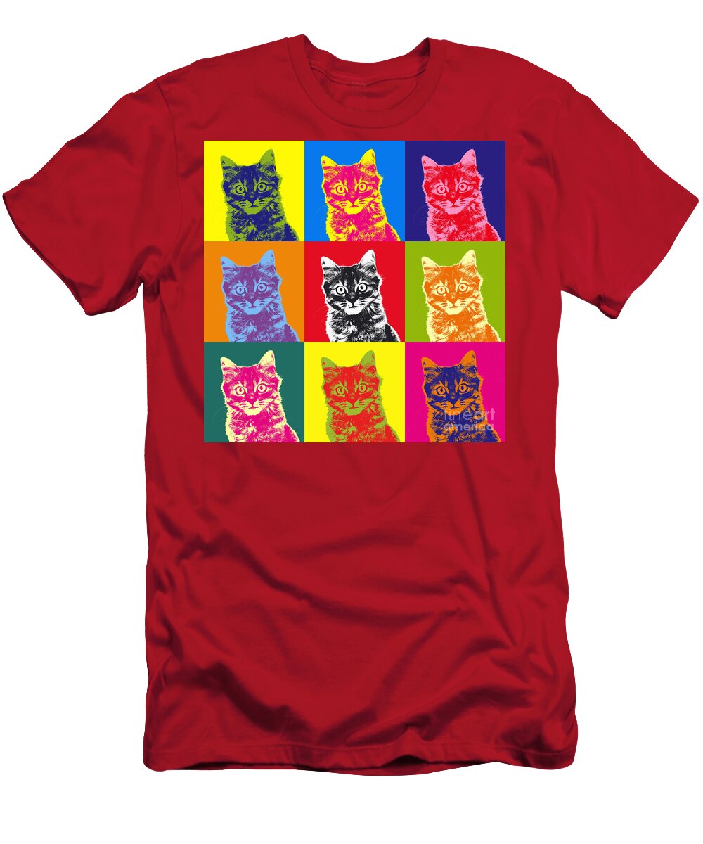 Warhol T-Shirt featuring the photograph Andy Warhol Cat by Warren Photographic