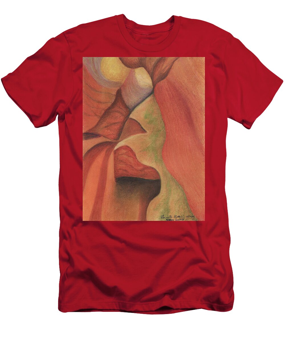 Antelope Canyon T-Shirt featuring the pastel Antelope Canyon 2 by Anne Katzeff