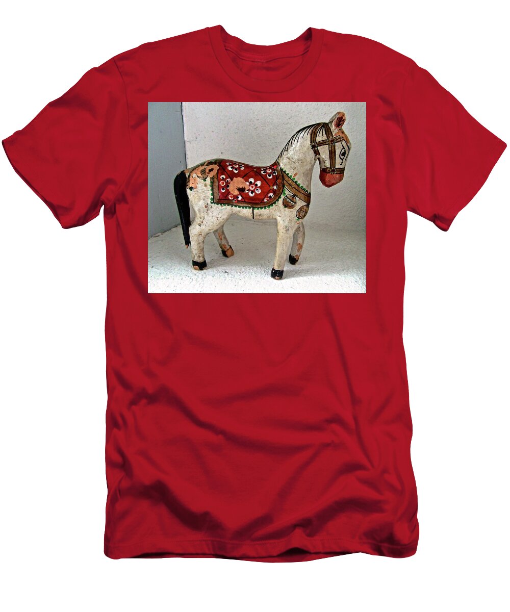 Horse T-Shirt featuring the photograph Antique folk art horse by Stephanie Moore