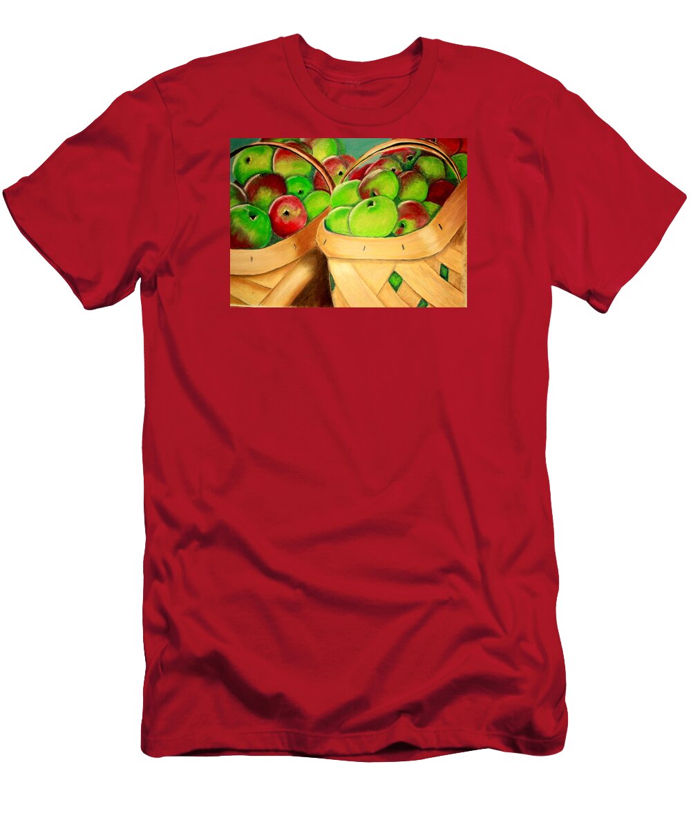 Apples T-Shirt featuring the painting Apples in Baskets by Jay Johnston
