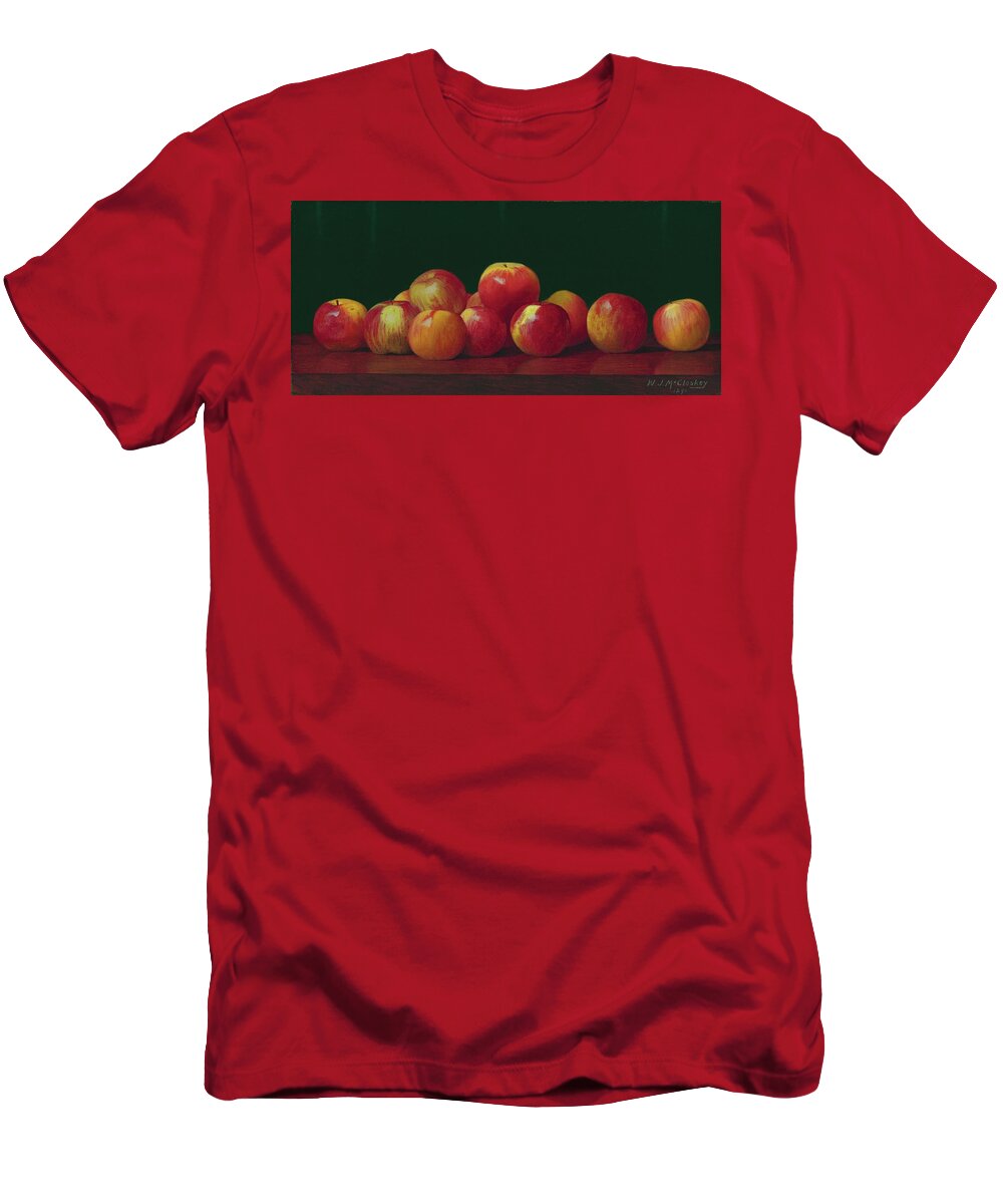 William J. Mccloskey - Apples On A Tabletop T-Shirt featuring the painting Apples on a tabletop by MotionAge Designs