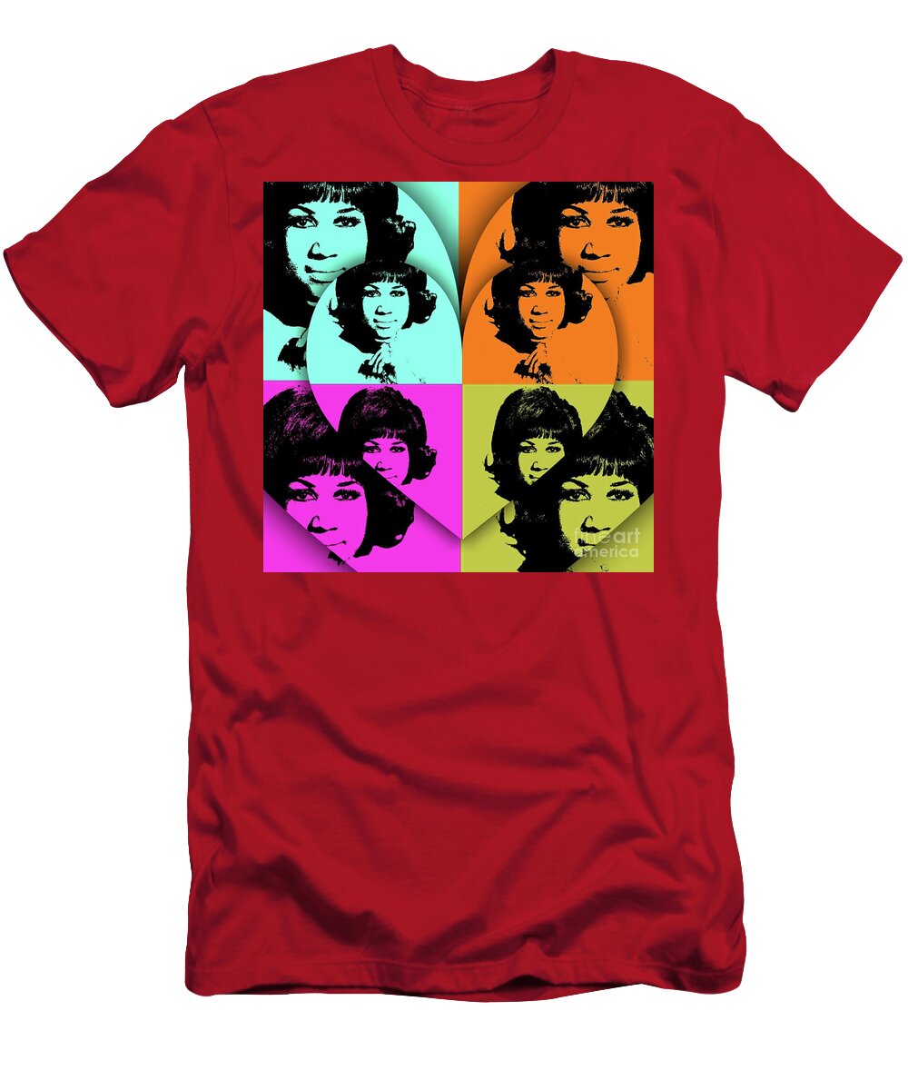 Aretha T-Shirt featuring the digital art Aretha Franklin, Music Legend - Pop Art by Esoterica Art Agency
