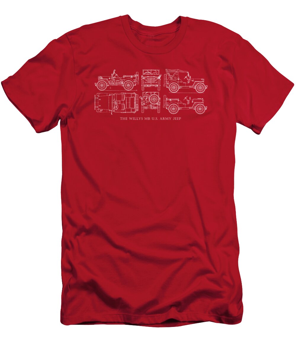 Willys Jeep T-Shirt featuring the photograph The Willys Jeep - Red by Mark Rogan