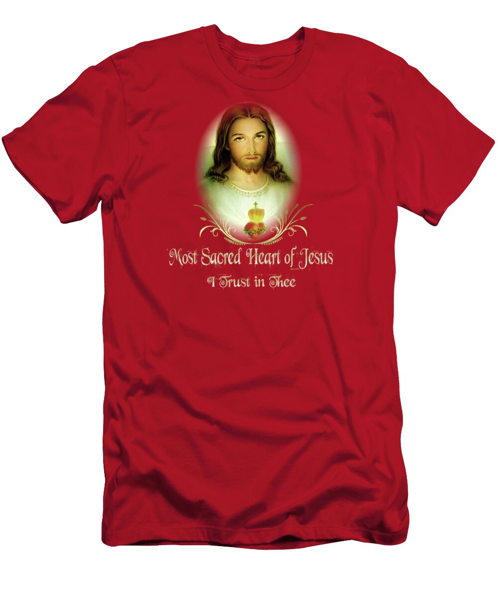 Sacred Heart of Jesus Red Heart Thorns and Flame Women's T-shirt