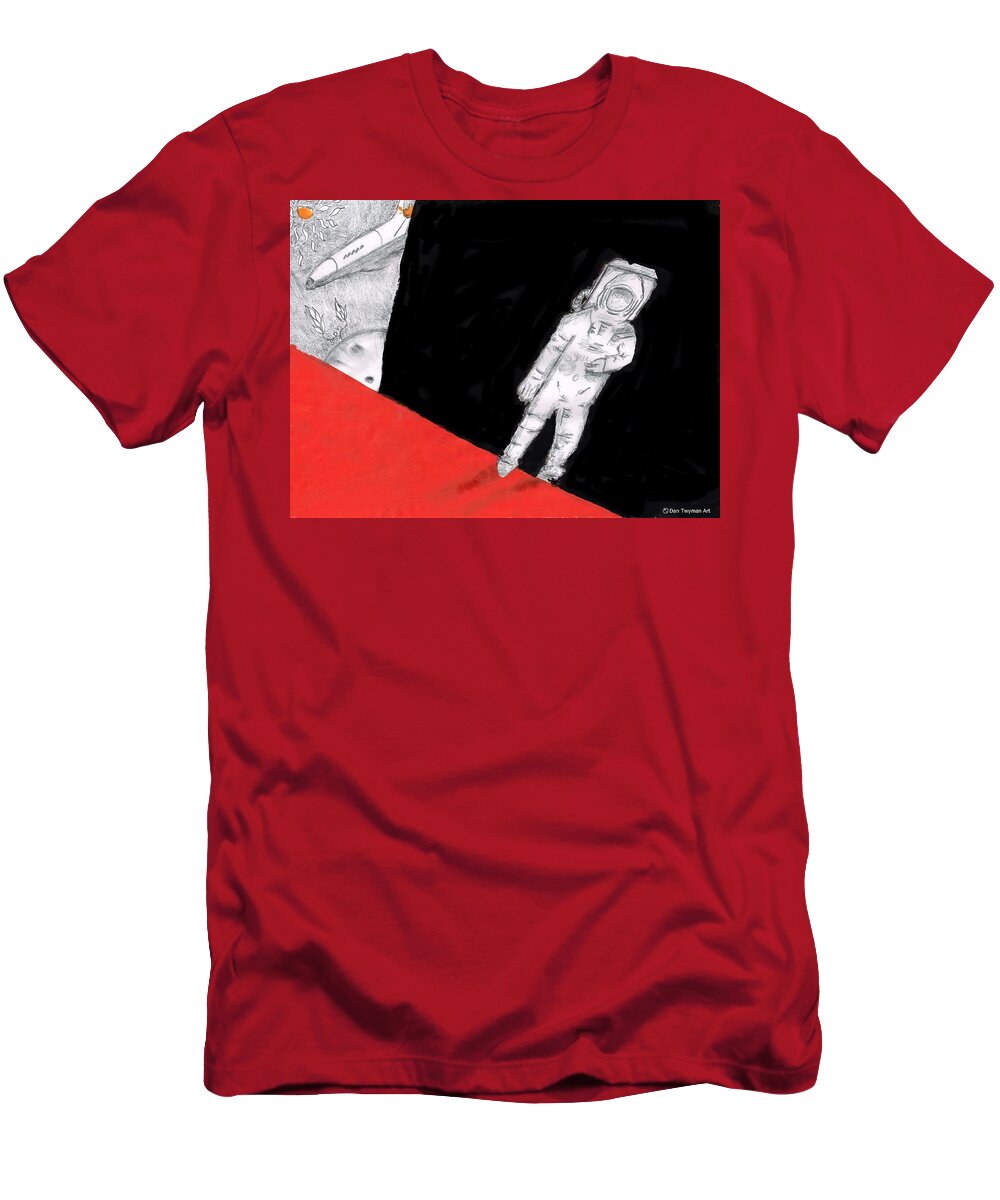 Astronaut T-Shirt featuring the drawing Astronaut X37B by Dan Twyman