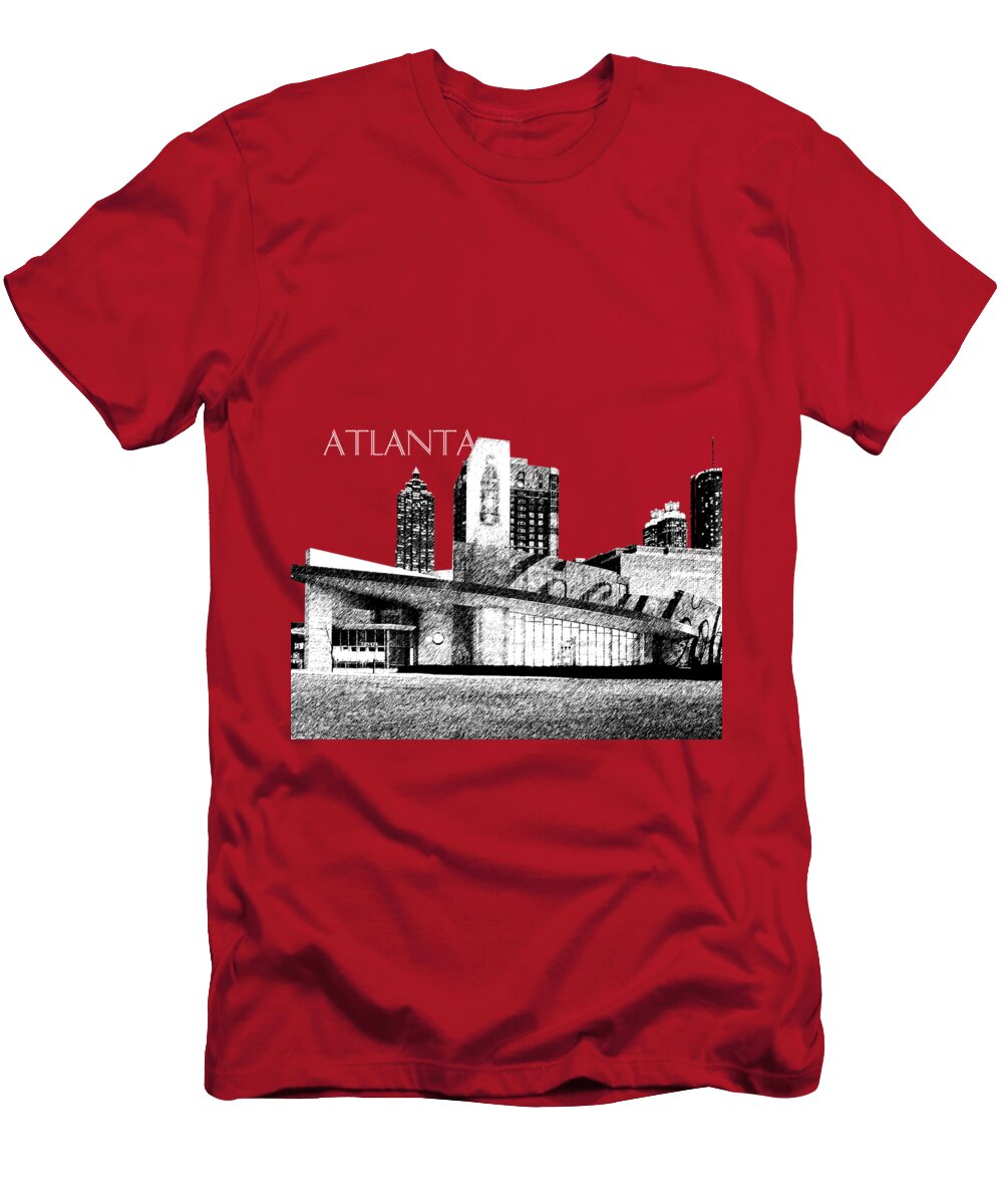 Architecture T-Shirt featuring the digital art Atlanta World of Coke Museum - Dark Red by DB Artist