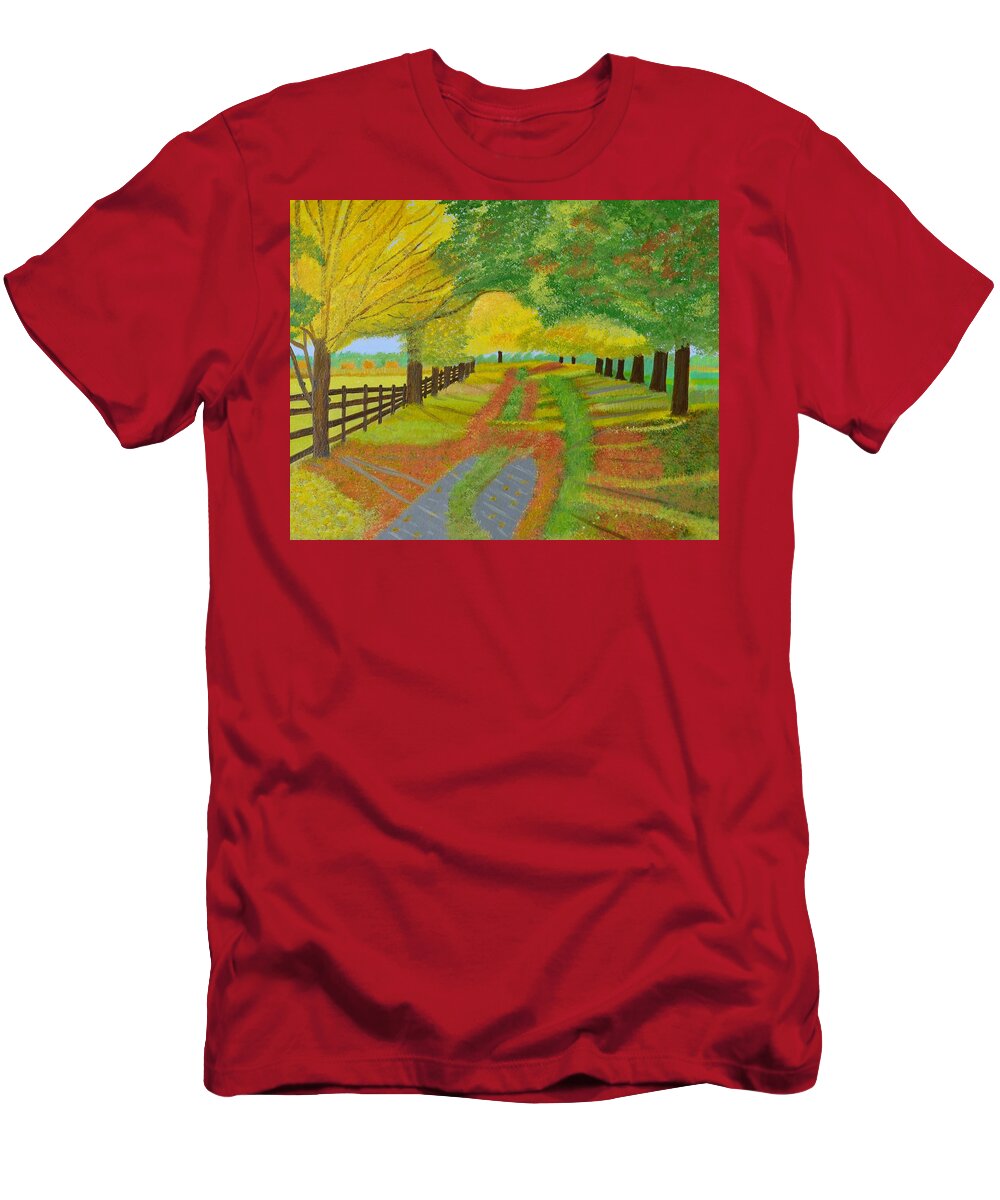 Autumn Trees T-Shirt featuring the painting Autumn- Fallen Leaves by Magdalena Frohnsdorff