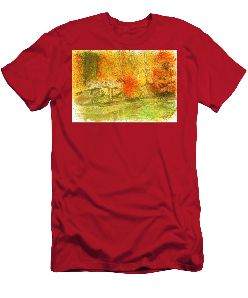 Autumn T-Shirt featuring the painting Autumn in New York by Remy Francis