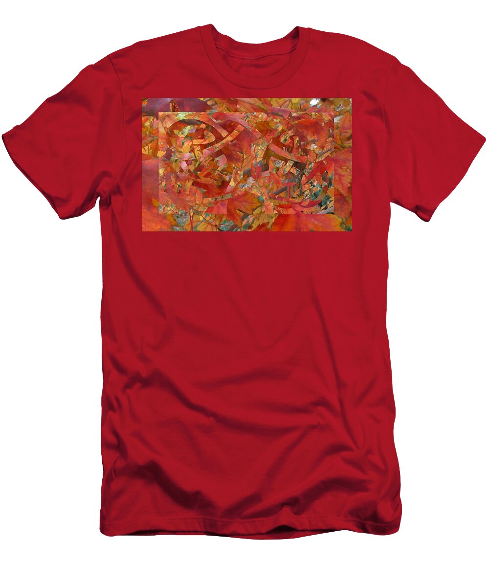 Orange T-Shirt featuring the digital art Autumnal Celtic Celebration 3 by Laura Davis