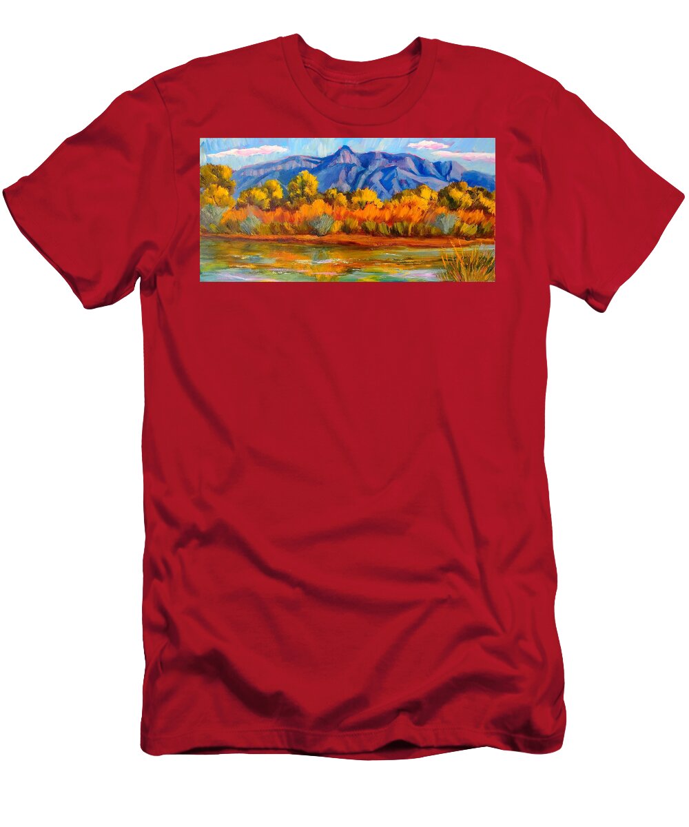 New Mexico T-Shirt featuring the painting Autumn's Color Chorus by Marian Berg