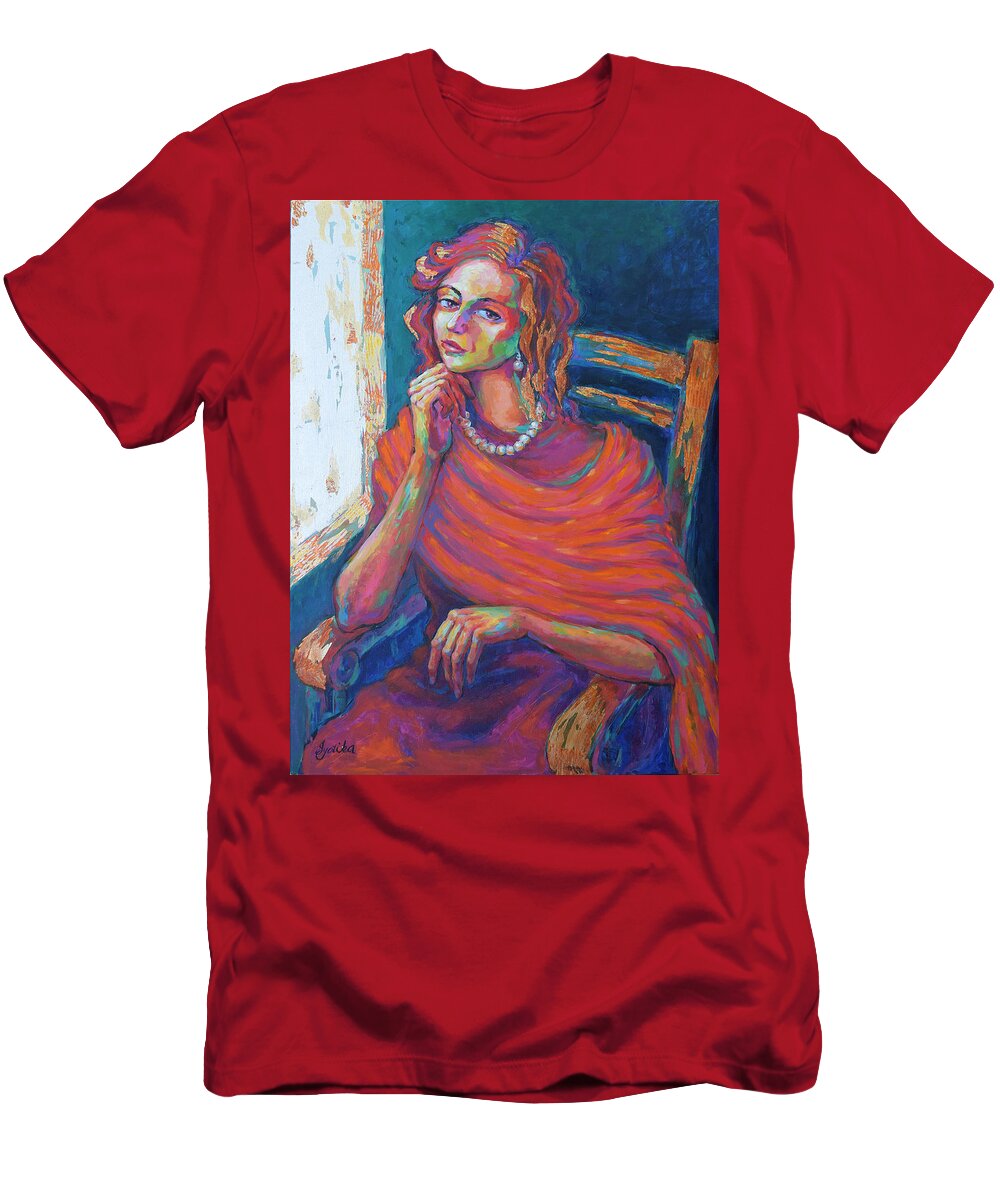 Original Painting T-Shirt featuring the painting Awaiting Change by Jyotika Shroff