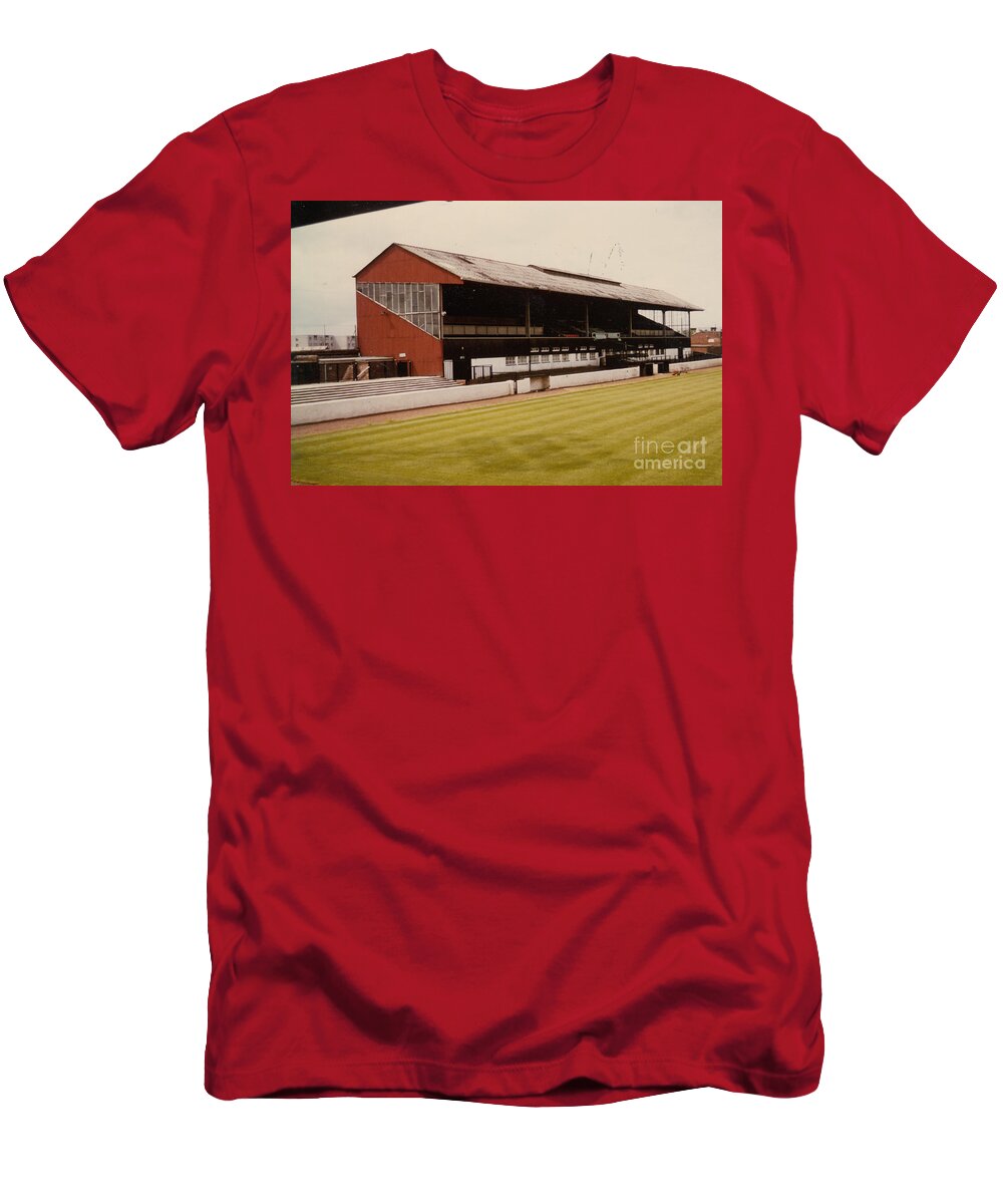  T-Shirt featuring the photograph Ayr United - Somerset Park - Main Stand 1 - Leitch -June 1983 by Legendary Football Grounds