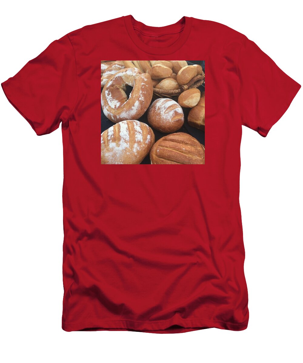 #bakery #farmersmarket #tucson #arizona Baked T-Shirt featuring the photograph Fresh Baked Farmers Market Bread by Michael Moriarty