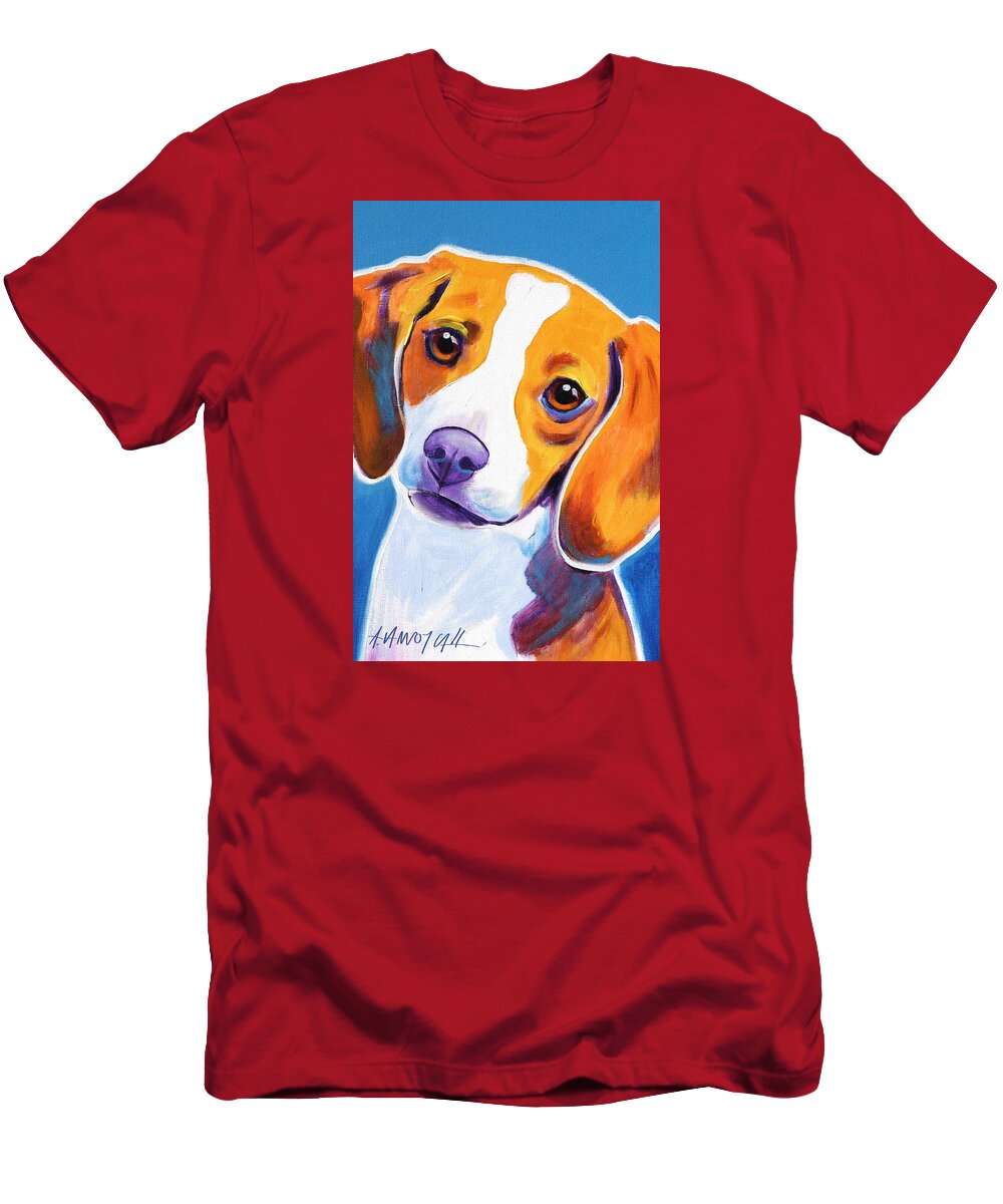 Beagle T-Shirt featuring the painting Beagle - Dixie by Dawg Painter