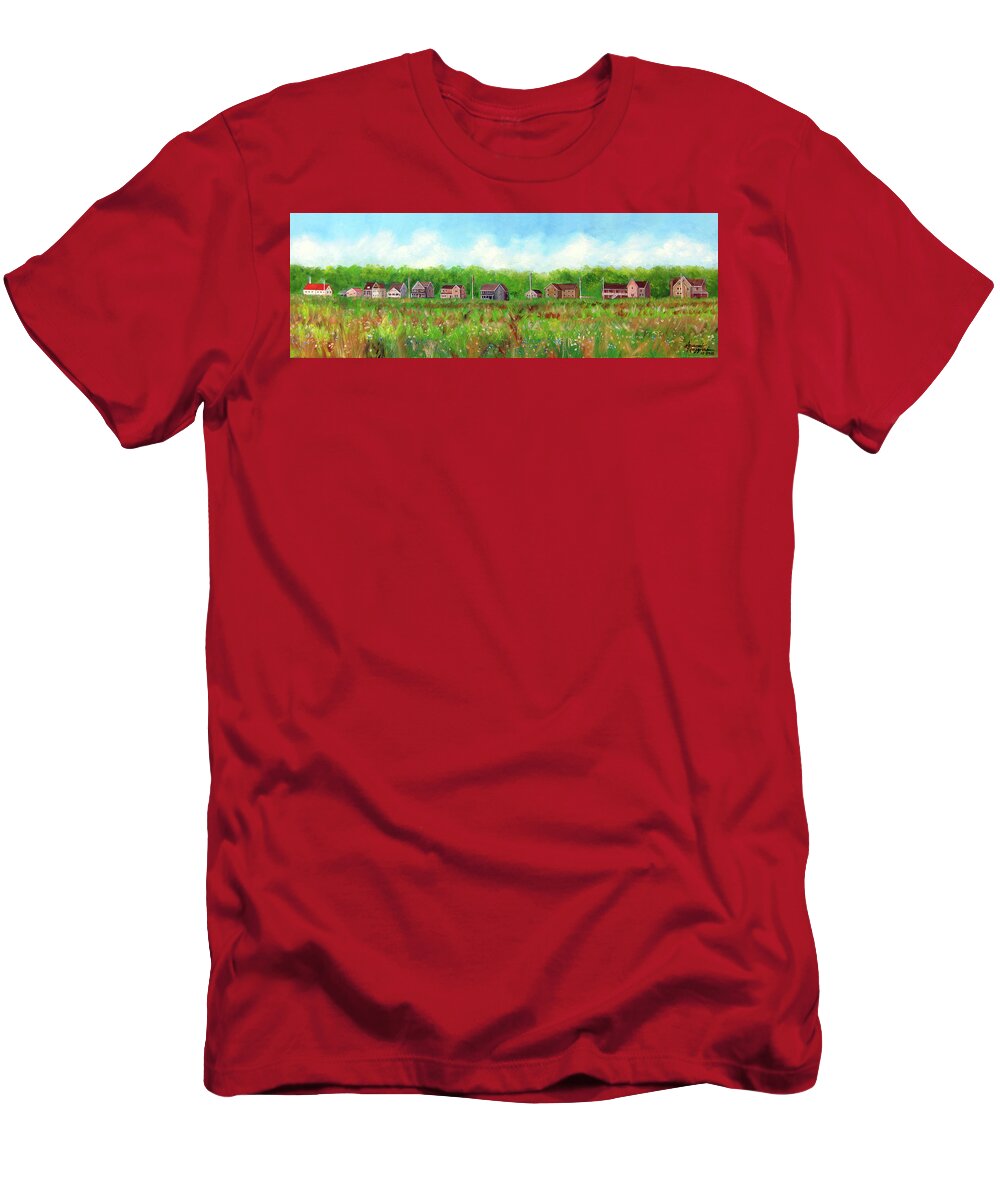 Landscape T-Shirt featuring the painting Belford's NJ Skyline by Leonardo Ruggieri