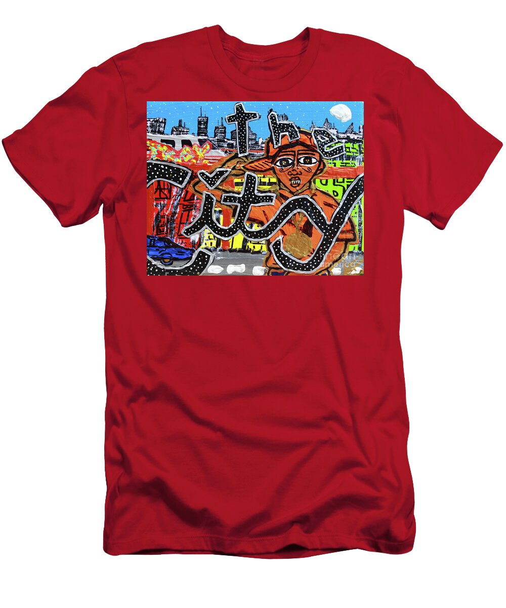  T-Shirt featuring the painting Big Cities by Odalo Wasikhongo