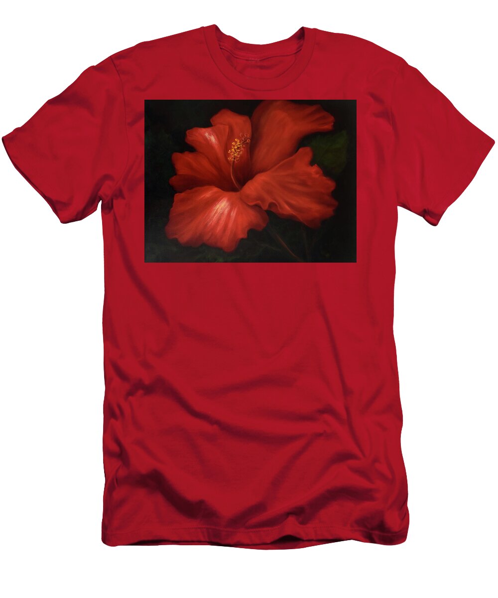 Hibiscus T-Shirt featuring the painting Big Red by Lynne Pittard