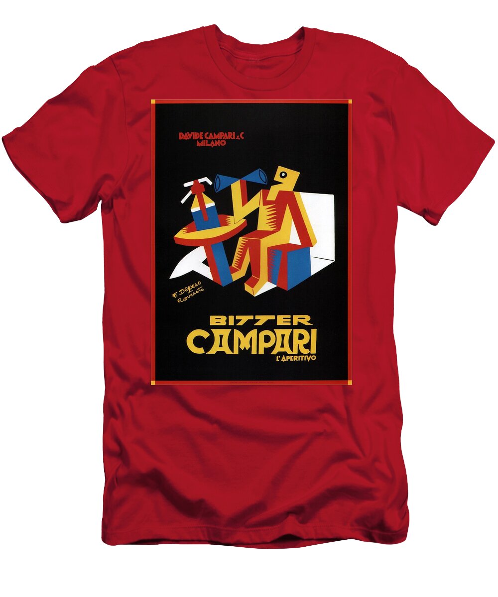 Vintage T-Shirt featuring the mixed media Bitter Campari - Aperitivo - Vintage Beer Advertising Poster by Studio Grafiikka