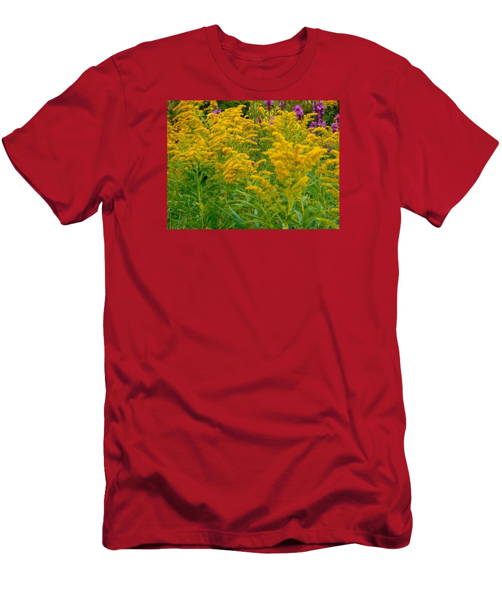 Blooming Goldenrod T-Shirt featuring the painting Blooming goldenrod 2 by Jeelan Clark