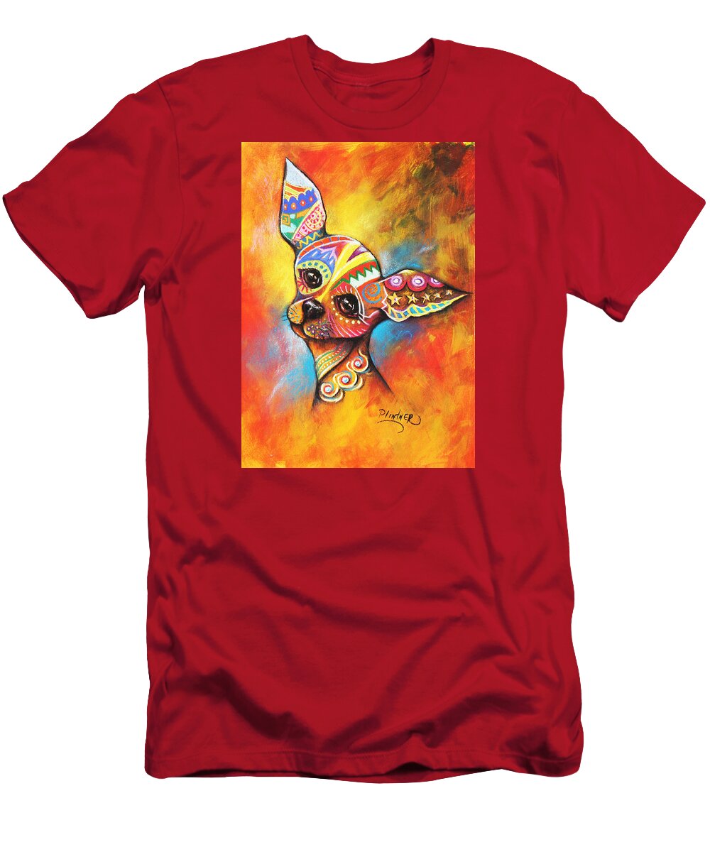 Chihuahua Art Print T-Shirt featuring the mixed media Chihuahua by Patricia Lintner