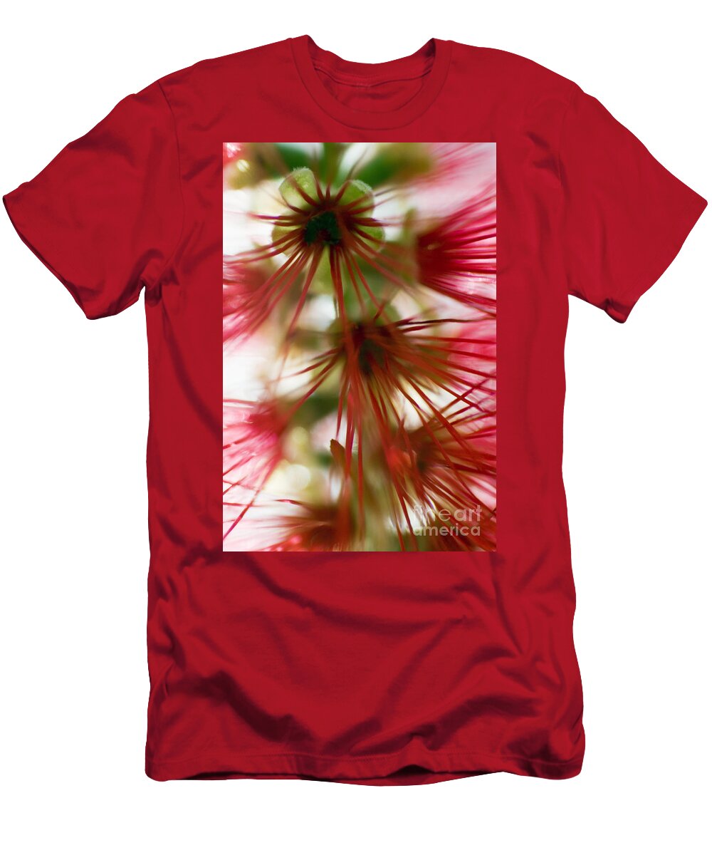 Abstract T-Shirt featuring the photograph Bottlebrush Abstract by Ray Laskowitz - Printscapes