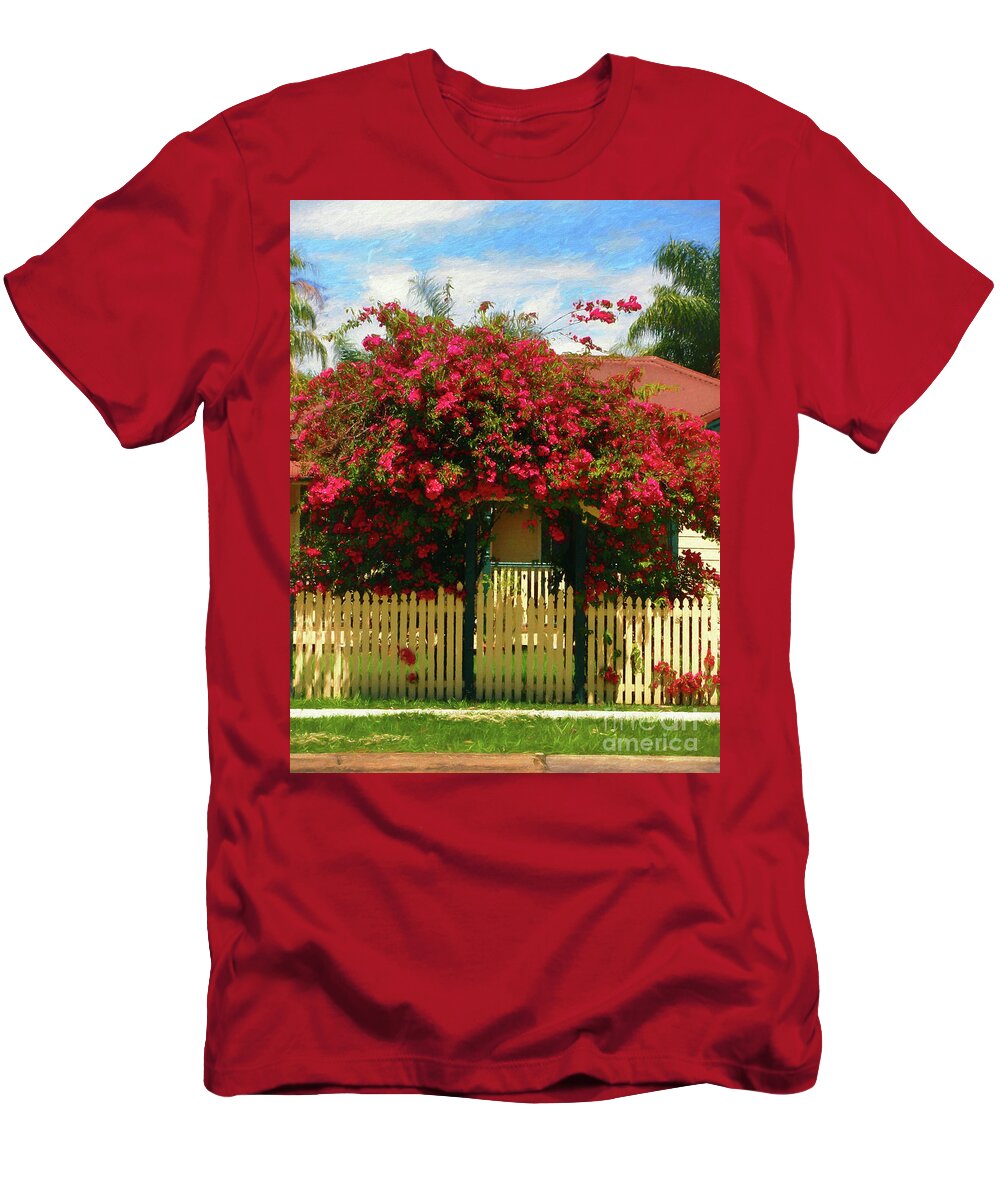 Photography T-Shirt featuring the photograph Bougainvillea Cottage by Kaye Menner by Kaye Menner