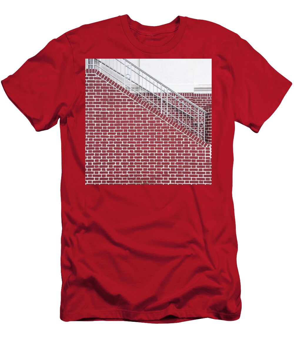 Wall T-Shirt featuring the photograph Brick wall and stairs by Erik Burg