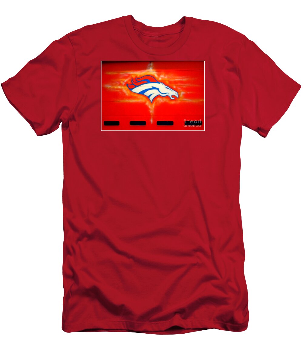  T-Shirt featuring the photograph Broncos at the Firehouse by Kelly Awad