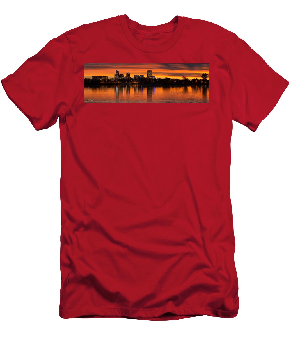 Denver T-Shirt featuring the photograph Broncos Sunrise by Jon Blake