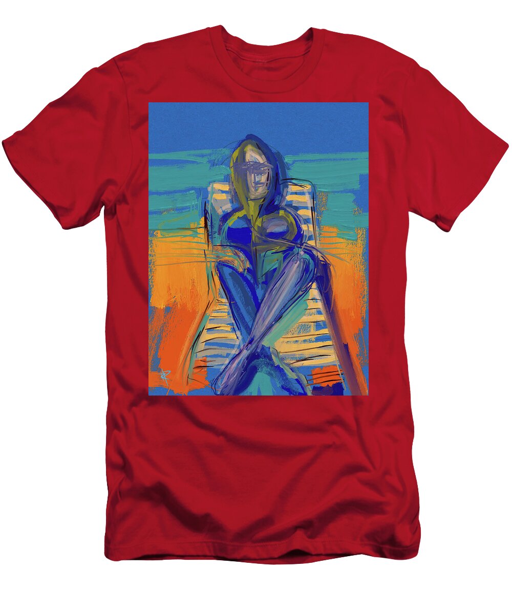 Beach T-Shirt featuring the mixed media By the sea by Russell Pierce