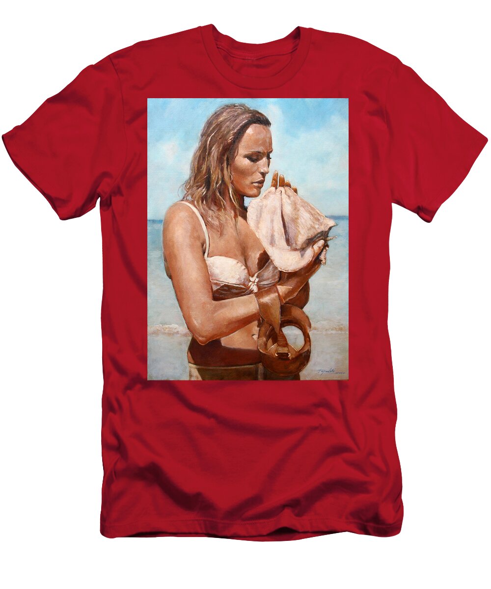 Seascape T-Shirt featuring the painting By the Seaside by Darko Topalski
