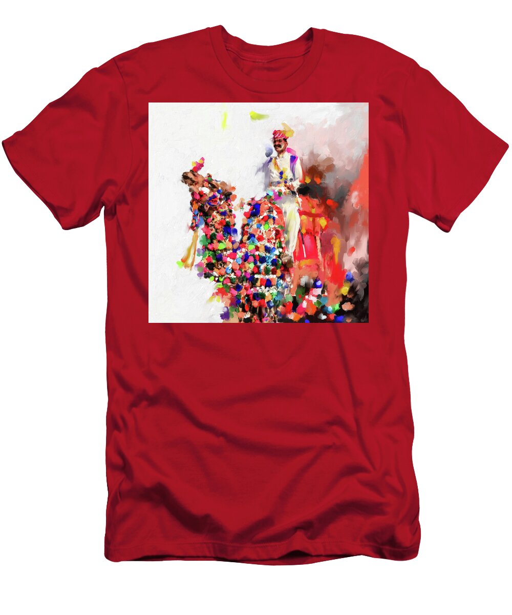 Camel T-Shirt featuring the painting Camel Fair 434 1 by Mawra Tahreem