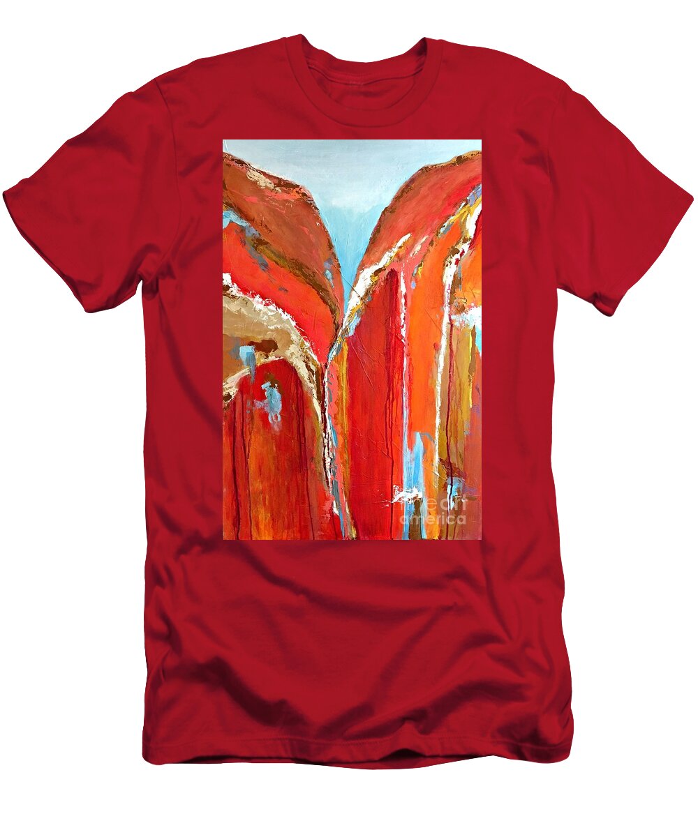 Abstract Art T-Shirt featuring the painting Canyon Reverie by Mary Mirabal