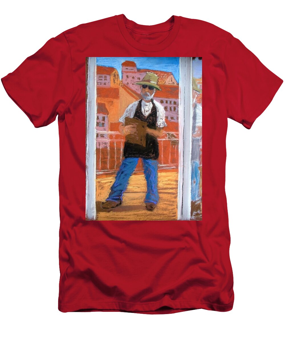 Self Portrait T-Shirt featuring the painting Captured in Antibes by Gary Coleman