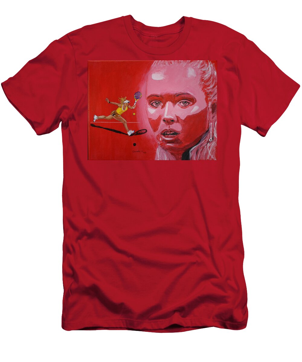 Tennis T-Shirt featuring the painting Caroline Wozniacki by Quwatha Valentine