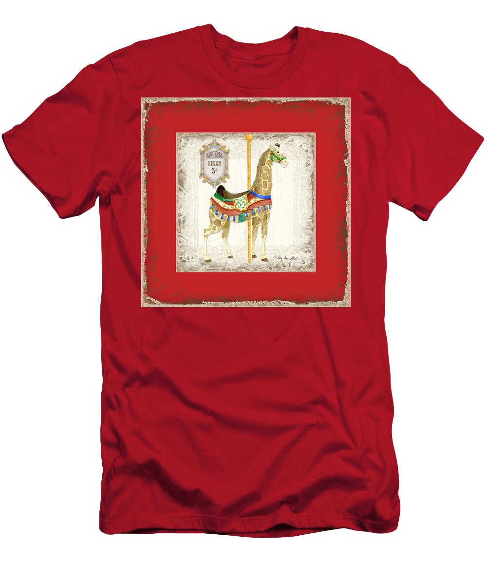 Carousel T-Shirt featuring the painting Carousel Dreams - Giraffe by Audrey Jeanne Roberts