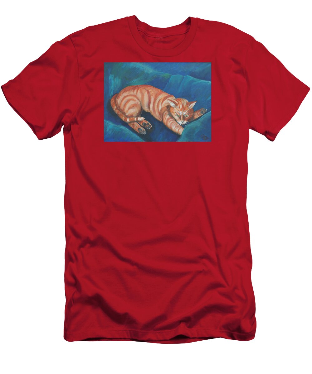 Cat Napping T-Shirt featuring the painting Cat Napping by Gail Daley
