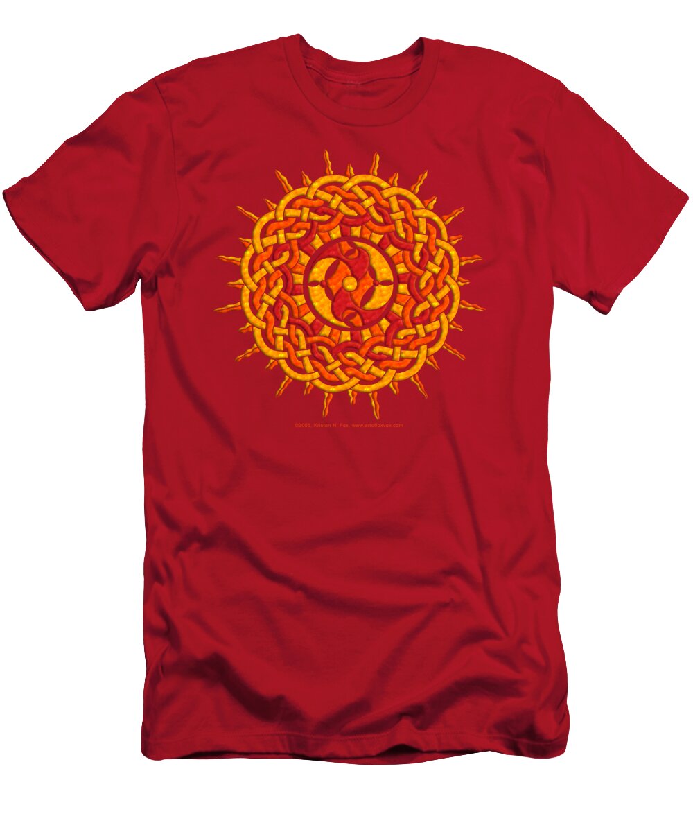 Artoffoxvox T-Shirt featuring the mixed media Celtic Sun by Kristen Fox