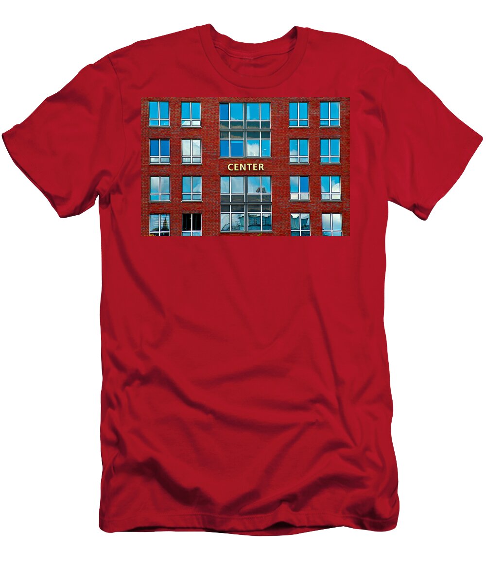 Building T-Shirt featuring the photograph Center by Harry Spitz