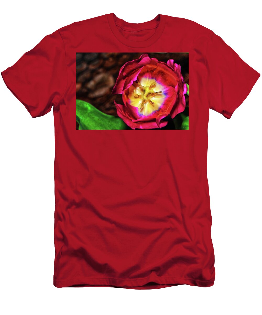 Red T-Shirt featuring the photograph Centerpiece - Grand Opening RedTulip 005 by George Bostian