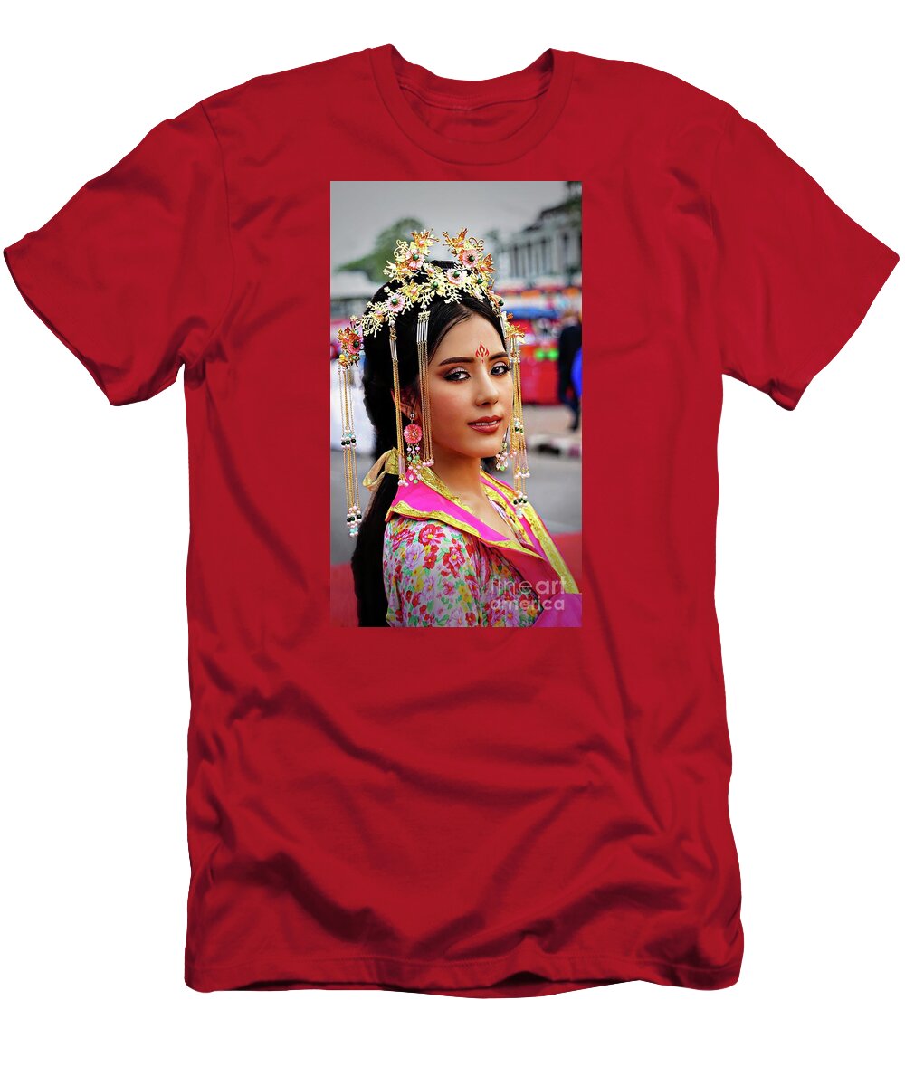 China T-Shirt featuring the digital art Chinese Cultural Fashion Girl by Ian Gledhill