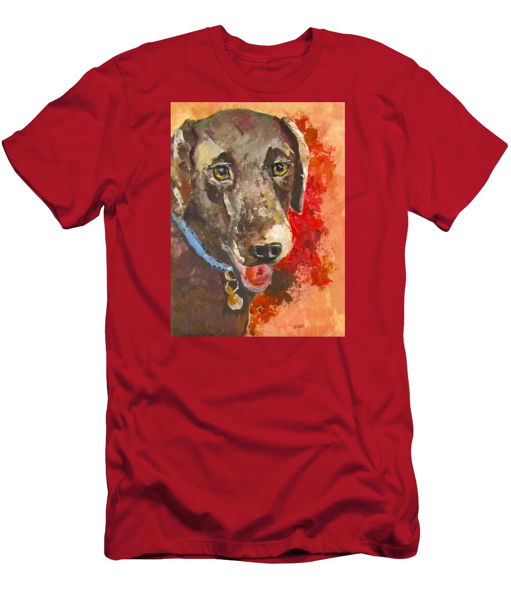 Dog T-Shirt featuring the painting Chocolate by Barbara O'Toole