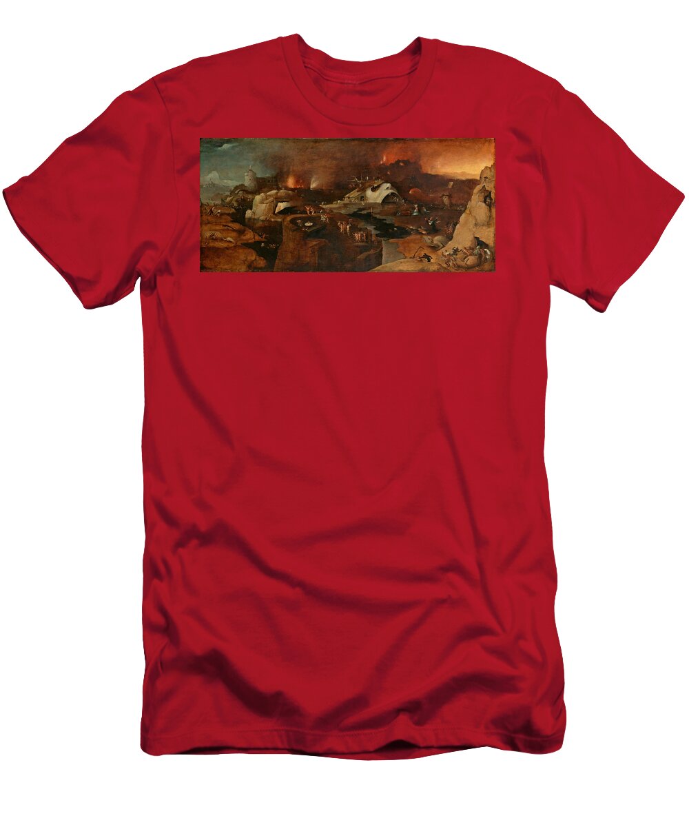 Follower Of Hieronymus Bosch T-Shirt featuring the painting Christ's Descent into Hell by Follower of Hieronymus Bosch