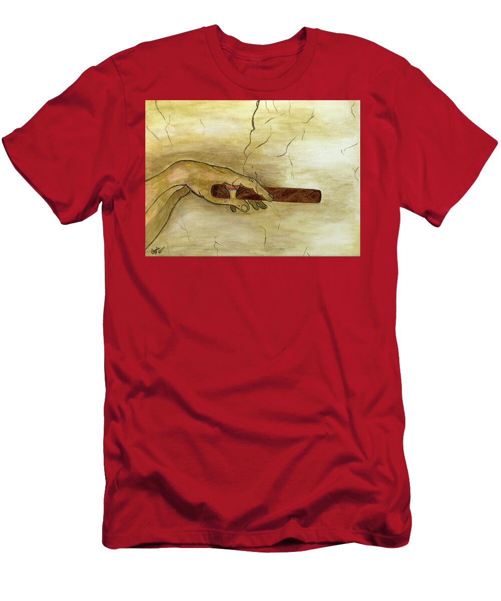 Michelangelo T-Shirt featuring the painting CigART by Stephanie Agliano