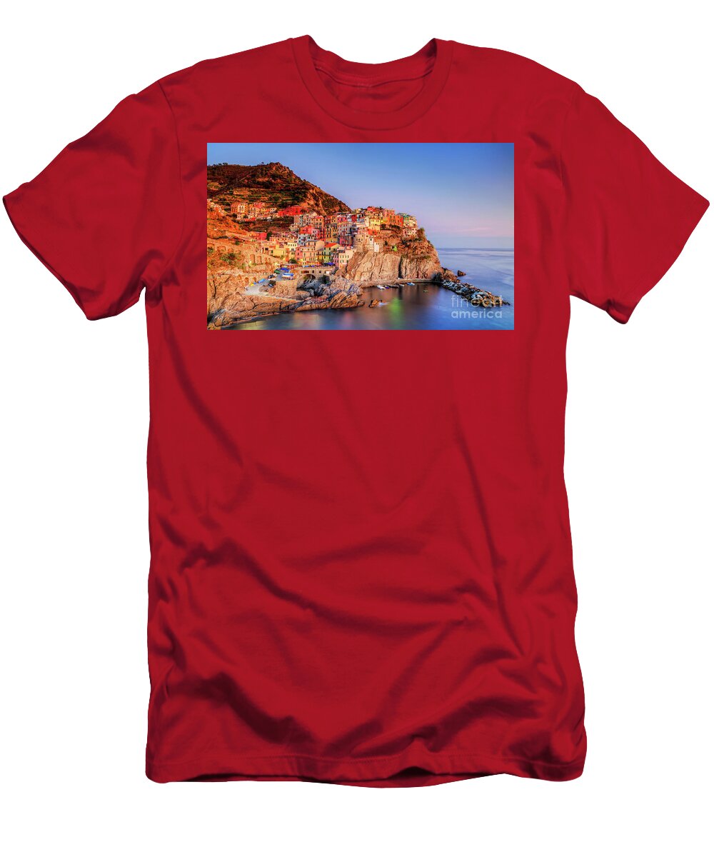 Cinque T-Shirt featuring the photograph Cinque Terre's Manarola by Sebastien Coell