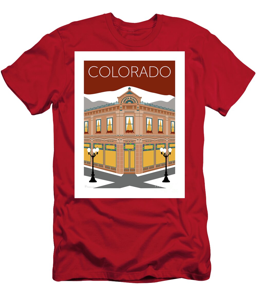 Aspen Block Building T-Shirt featuring the digital art COLORADO Aspen Block Building by Sam Brennan