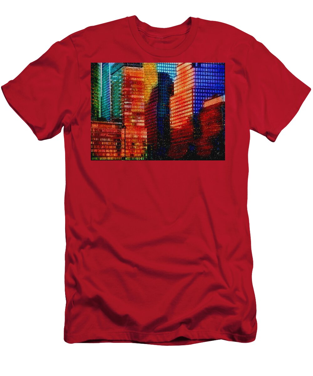 Colorful T-Shirt featuring the digital art Colorful City Abstract Mosaic by Shelli Fitzpatrick