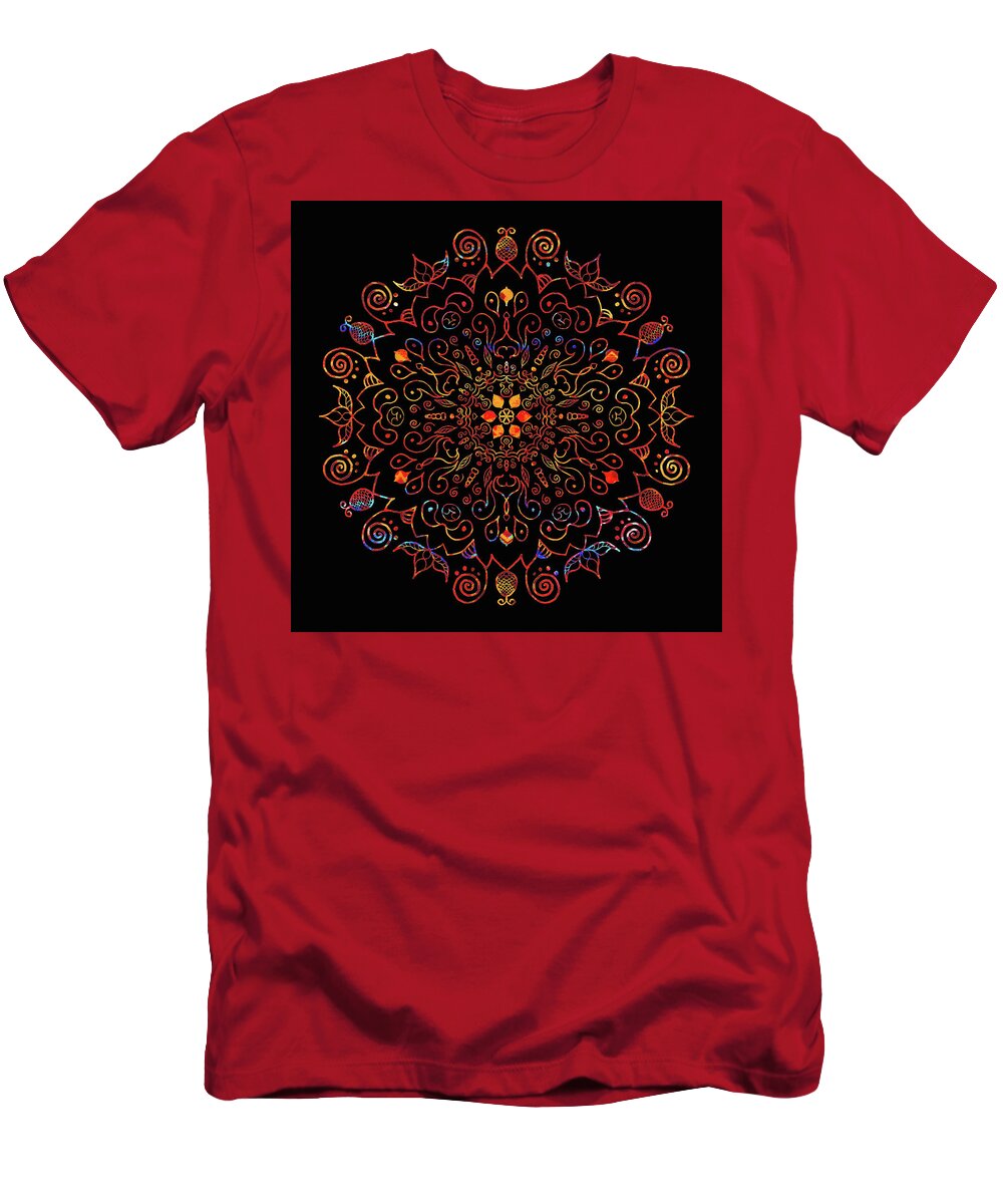 Colorful Mandala T-Shirt featuring the digital art Colorful Mandala with Black by Patricia Lintner