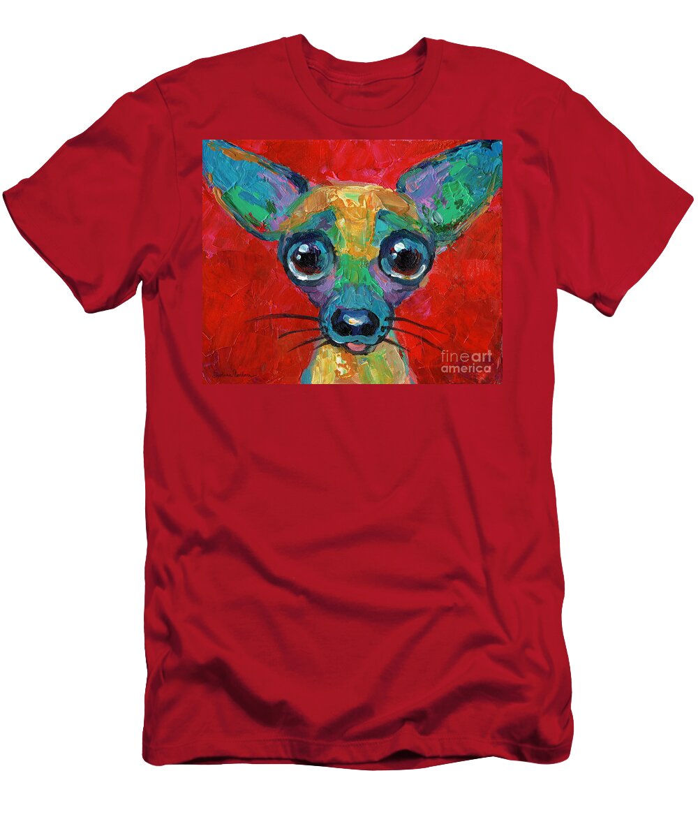 Chihuahua New T-Shirt featuring the painting Colorful Pop art chihuahua painting by Svetlana Novikova